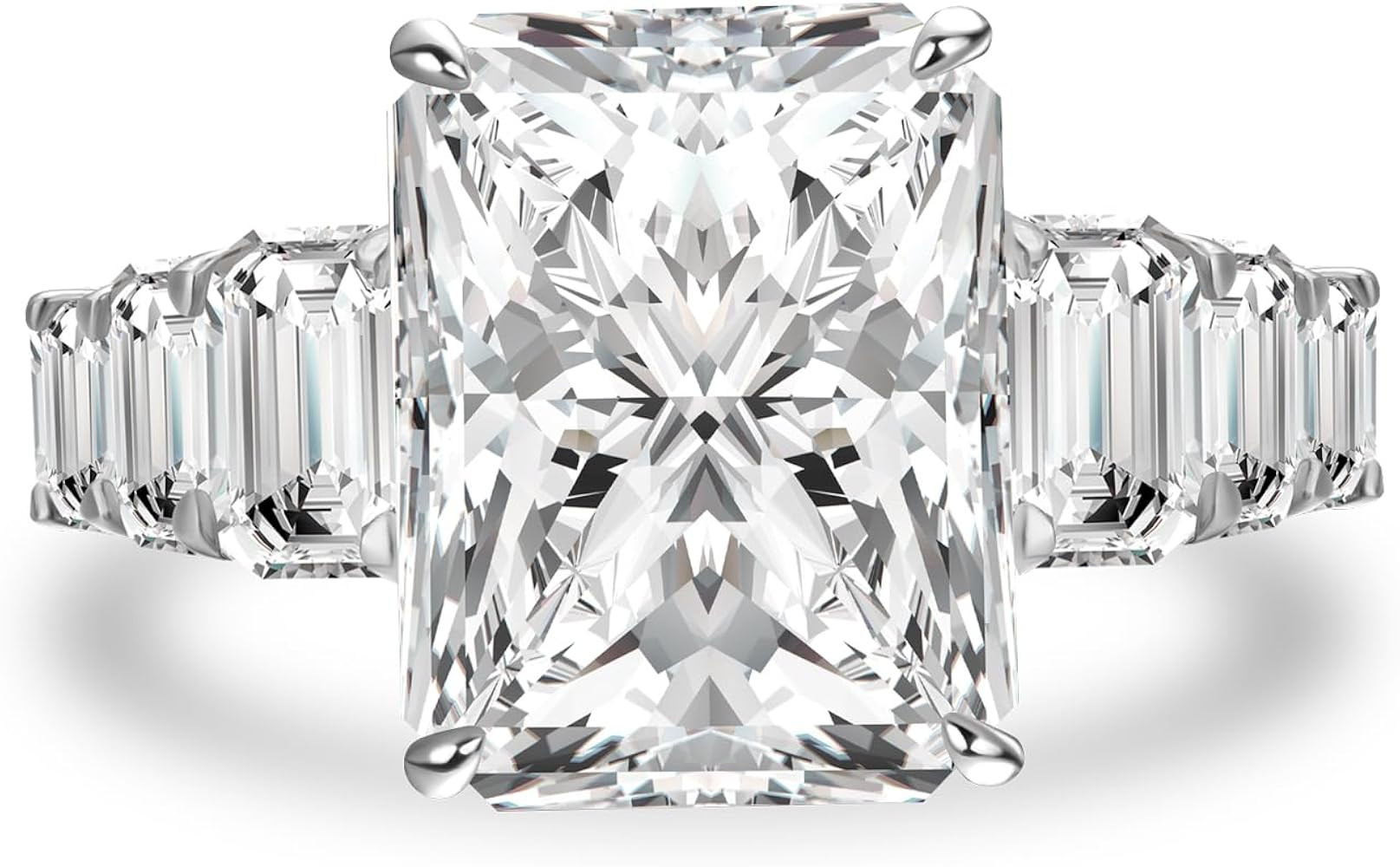 Effinny 6.5ct Luxurious Crushed Ice Radiant Cut Engagement Ring,Big CZ Half Eternity 925 Sterling... | Amazon (US)