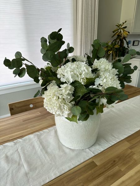Pretty hydrangea and eucalyptus arrangement. Love this vase!

#LTKFindsUnder100 #LTKHome #LTKStyleTip
