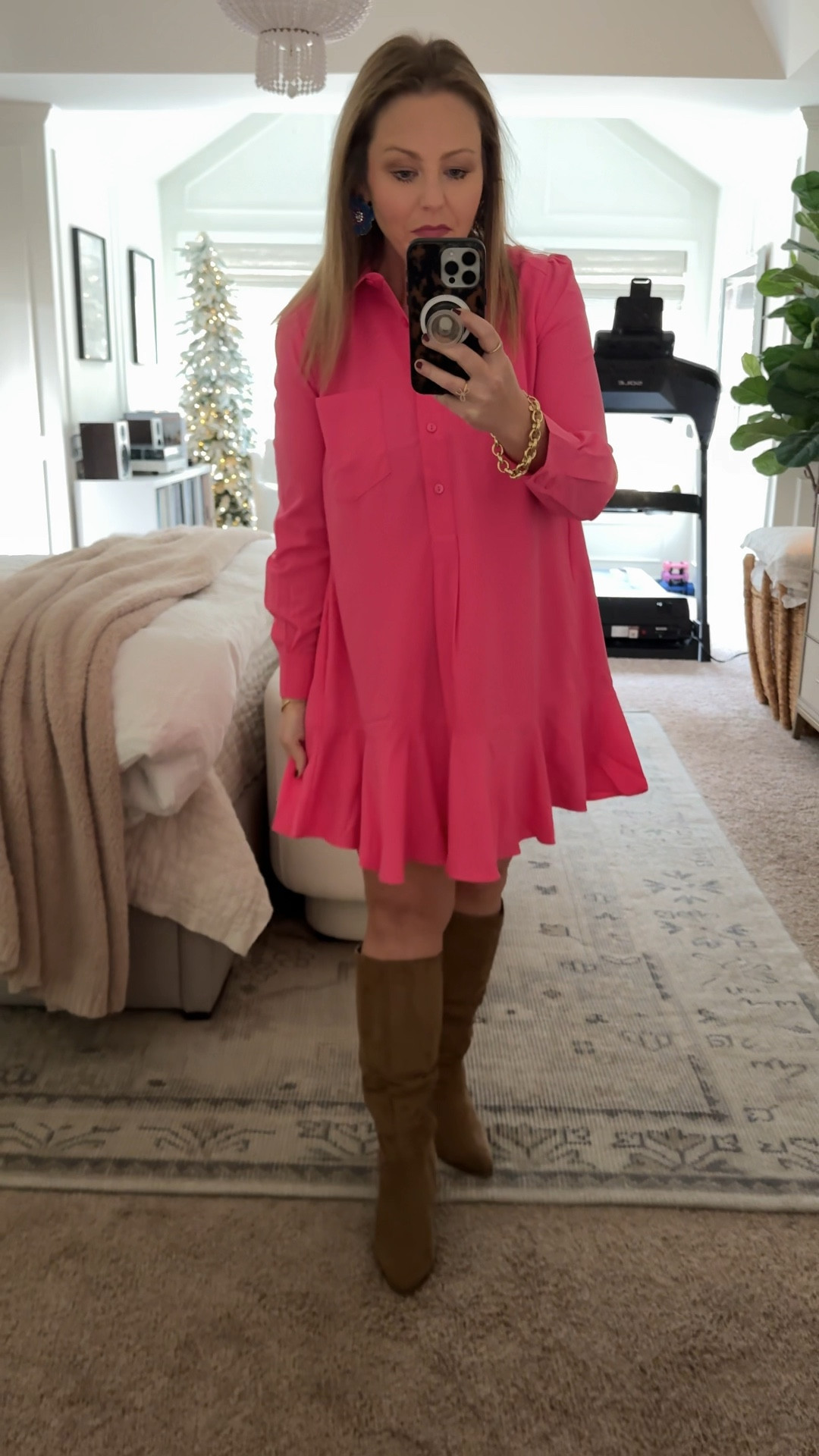 This adorable pink crepe Tuckernuck shirt dress is originally $148 but just $30 today with code SHOWTIME! I am 5’3” and wearing a medium (my typical size). Generous in sizing but I love the fit. Also, my tall suede boots are 50% off and just $27 today and these adorable hand painted earrings are 30% off in all the colors! I have several pairs and they’re stunning in person. 

#LTKCyberWeek #LTKFindsUnder50 #LTKOver40