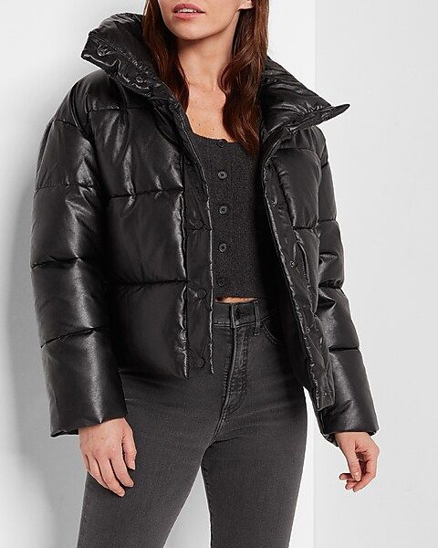 Faux Leather Puffer Jacket | Express