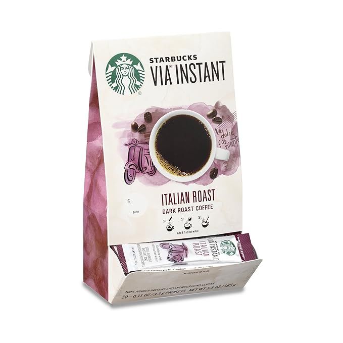 Starbucks VIA Instant Coffee—Dark Roast Coffee—Italian Roast—100% Arabica—1 box (50 packe... | Amazon (US)