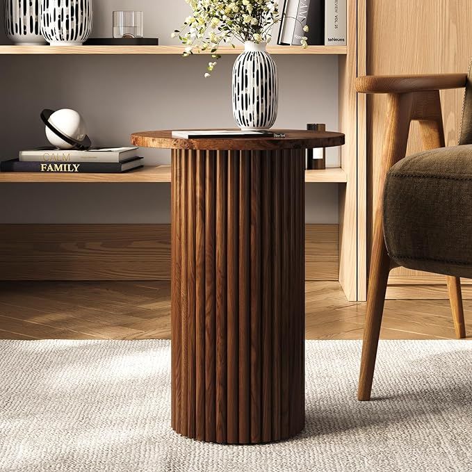 Round Fluted Accent Side Table - Drink Table - Living Room Furniture - Modern Home and Bedroom De... | Amazon (US)