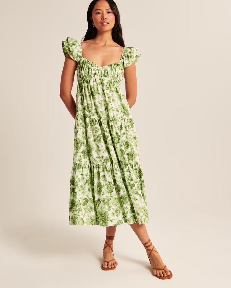 Women's Ruffle Sleeve Poplin Midaxi Dress | Women's Dresses & Jumpsuits | Abercrombie.com | Abercrombie & Fitch (US)