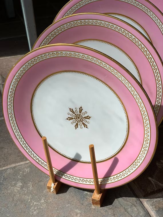 5 Antique Pink Grainger Worcester Dessert Plates With - Etsy | Etsy (US)