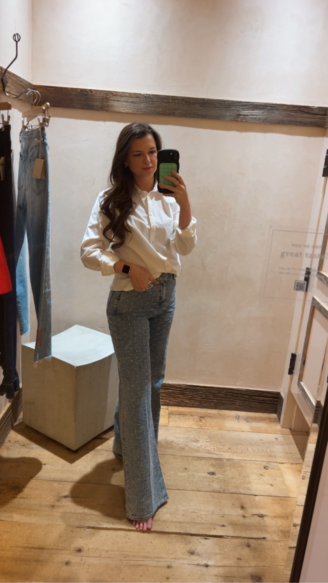 // good American jeans // sparkly denim // fun denim // wearing a 2 sized up one for more room not super stretchy // 

#LTKPetite #LTKSeasonal #LTKootd