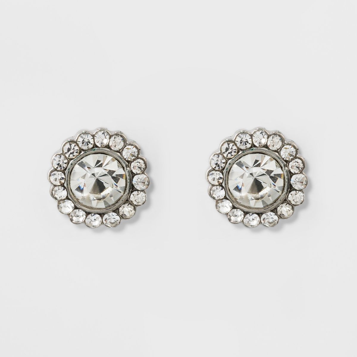 Pave Flower Stud Earrings - A New Day™ Silver | Target