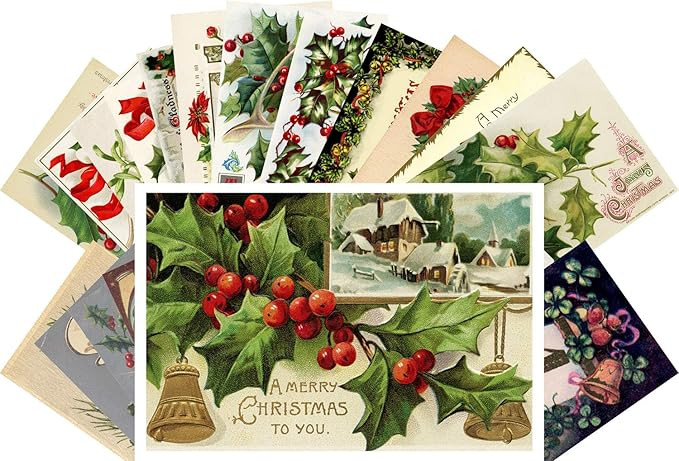 PIXILUV Vintage Christmas Greeting Cards 24pcs Antique Christmas Tree Decorations Ornaments Repri... | Amazon (US)