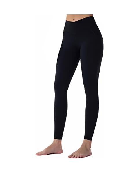 FITTIN Women's Cross Waist Workout Leggings with Pocket - V Cross High Waisted Gym Athletic Yoga ... | Amazon (US)
