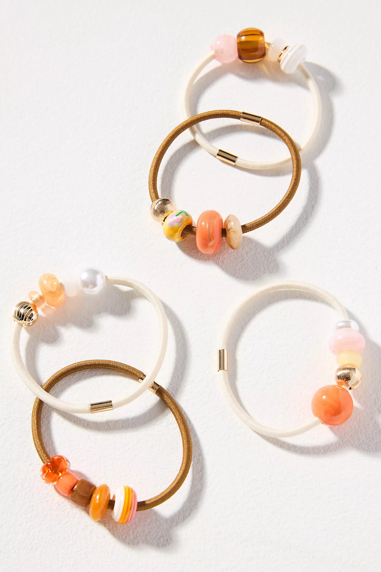 Large Mixed Beaded Hair Ties, Set of 5 | Anthropologie (US)