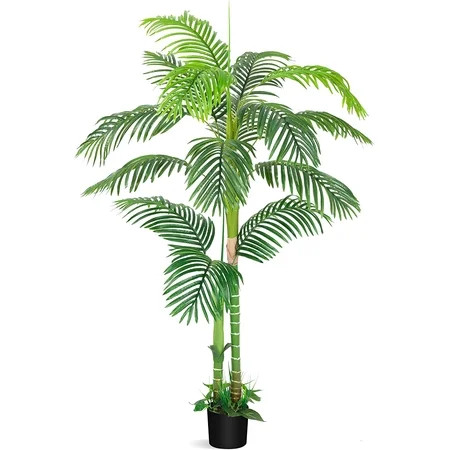 6.1 Feet Artificial Palm Tree Fake Tropical Palm Plant in Plastic Pot Farmhouse Faux Palm Tree for H | Walmart (US)