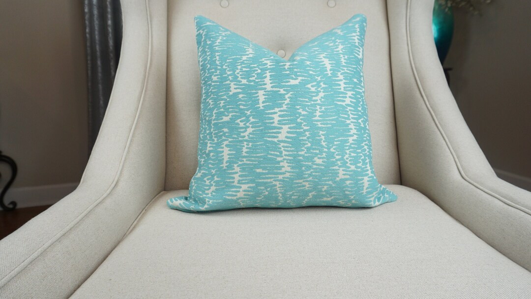 Vibrant Aqua Abstract Pillow Cover, Decorative Throw Pillow, Housewares Decor, Home Living, Accen... | Etsy (US)