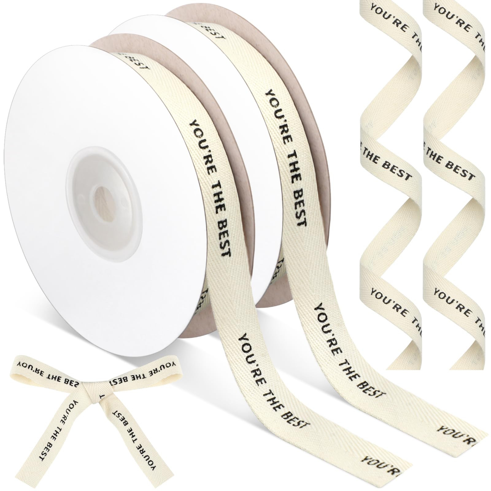 20 Yards You're The Best Cotton Ribbon, Natural 5/8 Inch 100% Cotton Herringbone Twill Ribbon for... | Amazon (US)