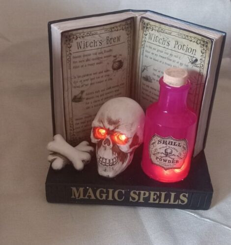 Witch's brew book stack potion bottles LED Halloween light up decor 9" spells  | eBay | eBay US