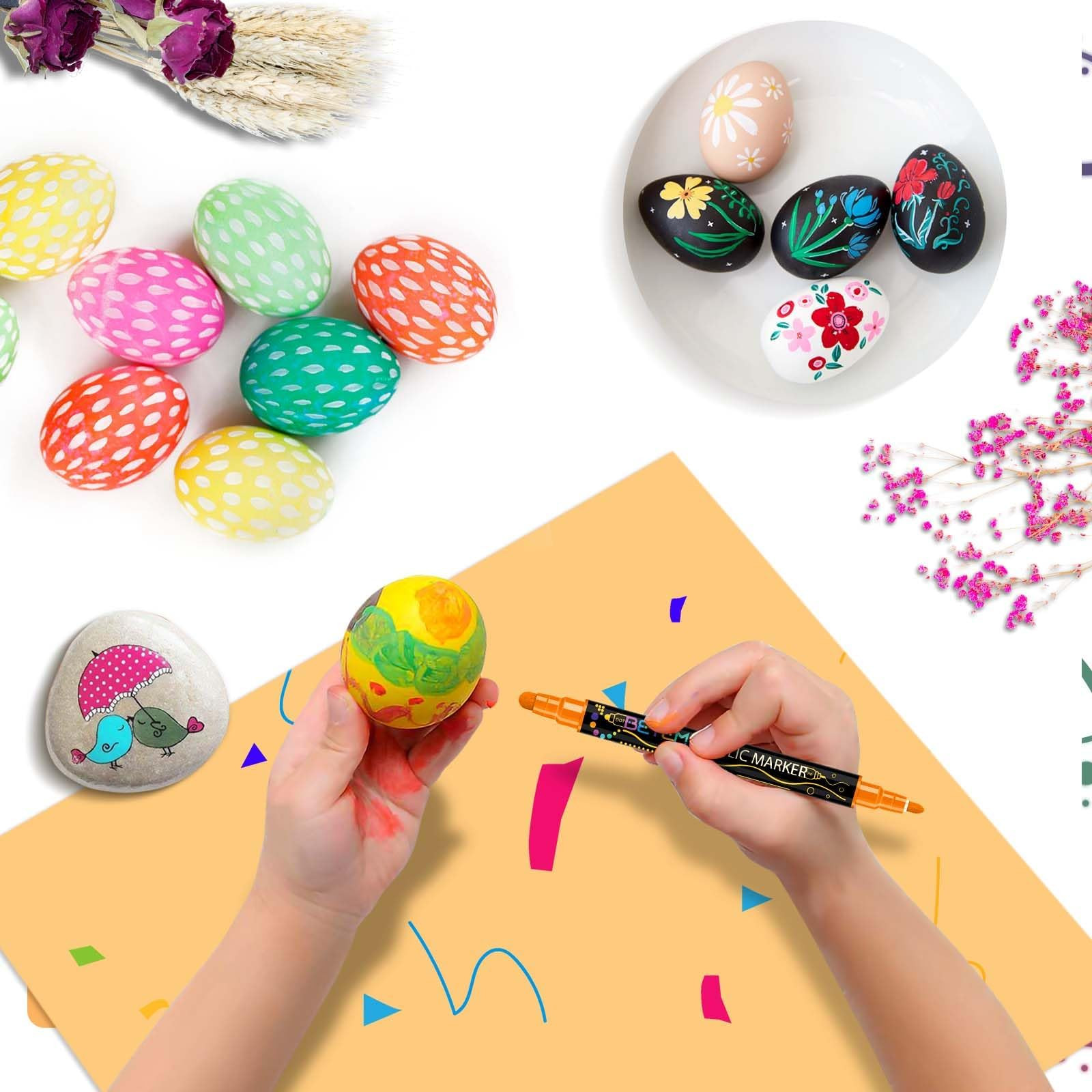 Betem 24 Colors Dual Tip Acrylic Paint Pens Markers, Fabric Decorating Kits Premium Water-Based A... | Amazon (US)