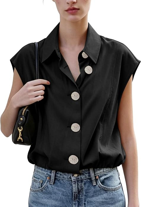 Womens Cap Sleeve Vest Tops Cotton Casual Waistcoats | Amazon (US)