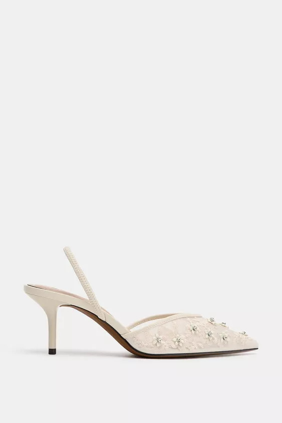 MESH BEADED HEEL SHOES | Zara UK
