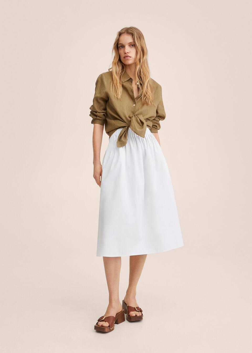 Cotton midi skirt | MANGO (UK)