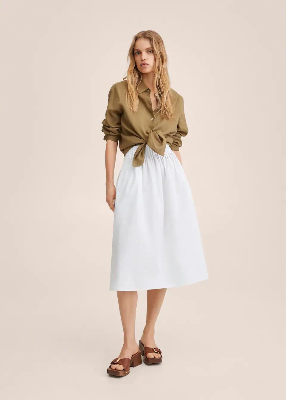 Cotton midi skirt | MANGO (UK)