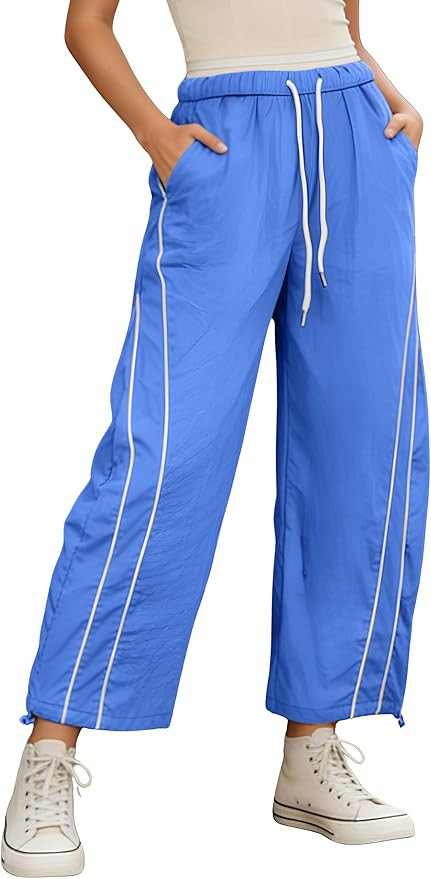 SeekMe Women's Wide Leg Track Pants Baggy Drawstring Waist Lightweight Casual Hiking Athletic Swe... | Amazon (US)