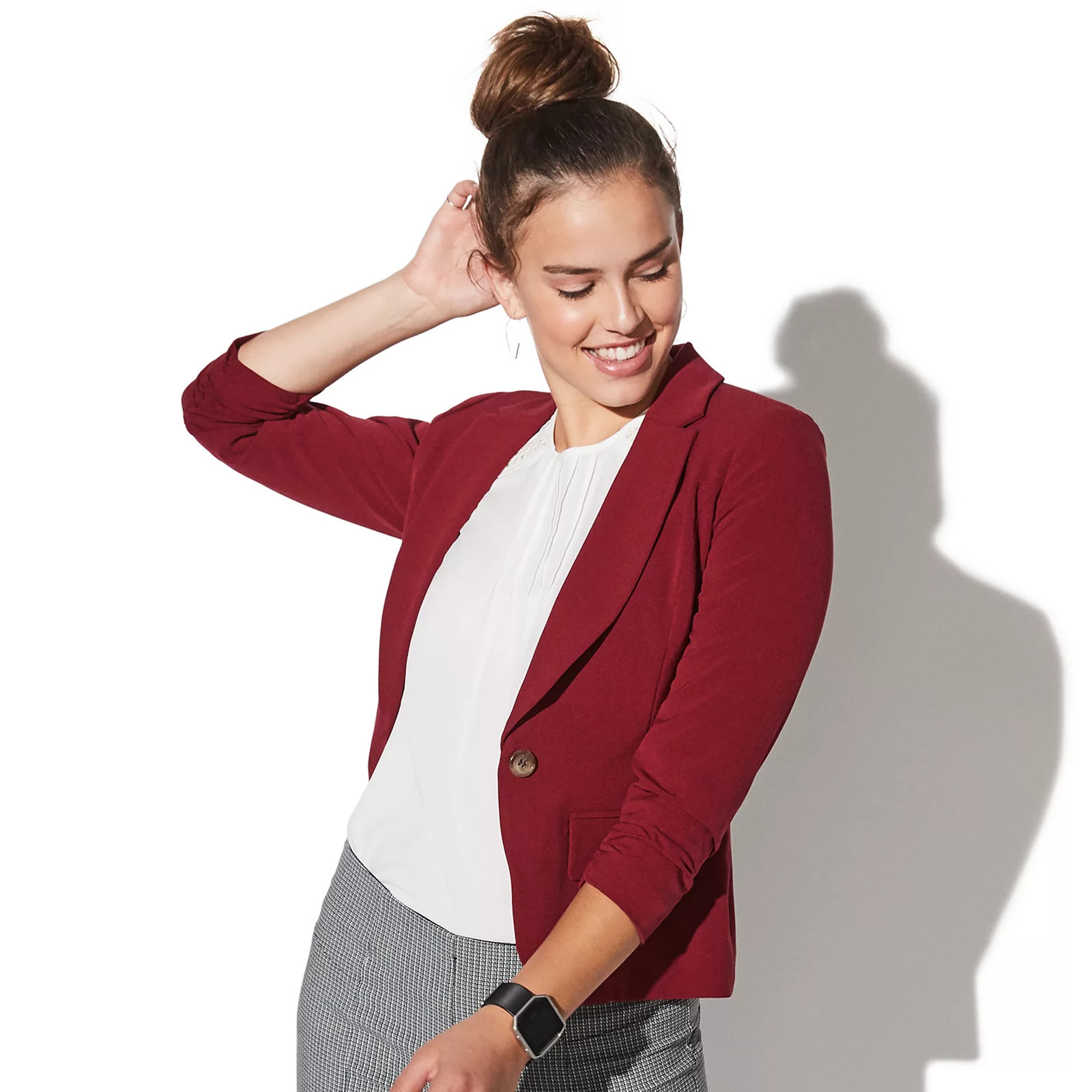 Juniors' Vylette One-Button Bi-Stretch Blazer, Girl's, Size: XS, Red | Kohl's