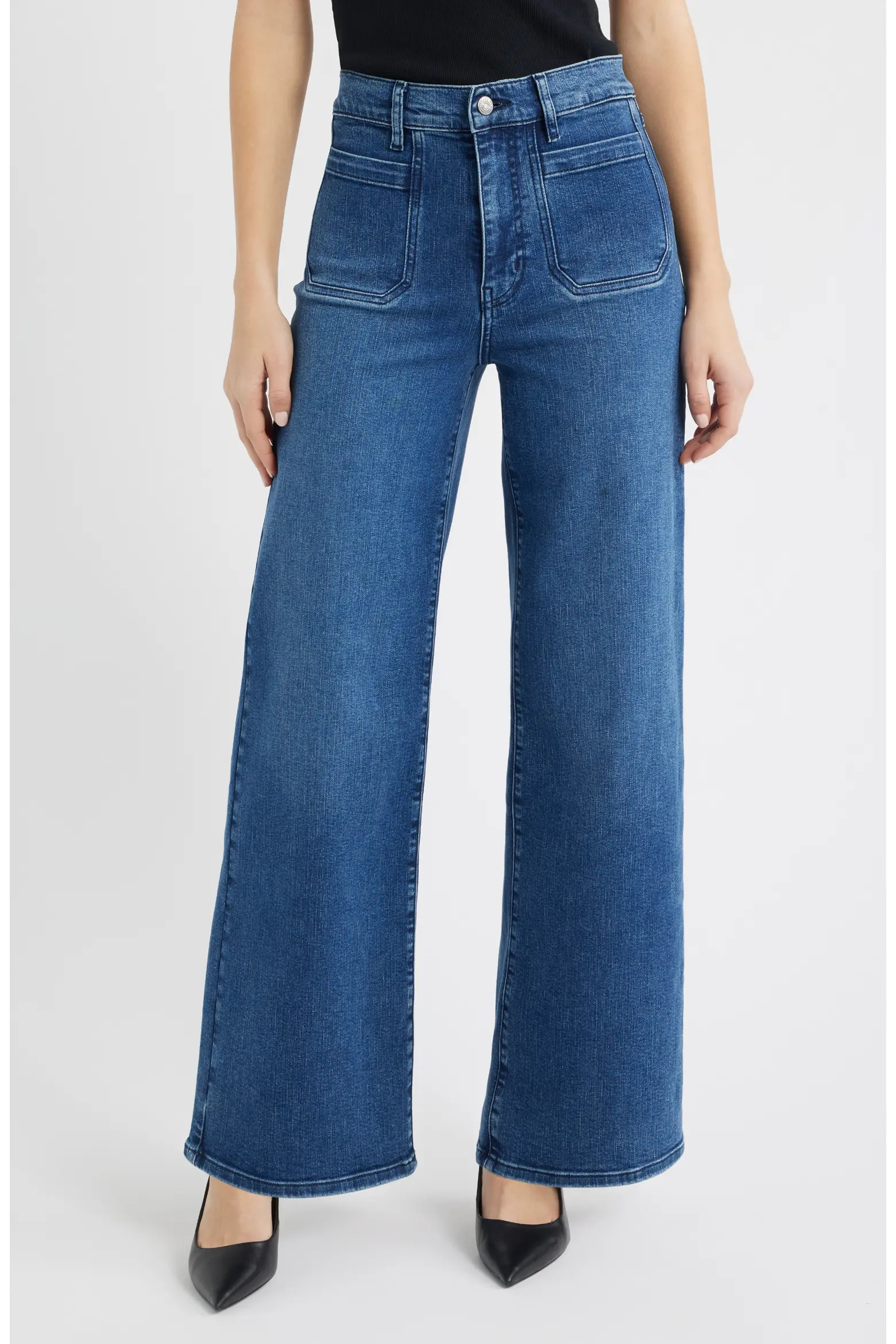 Le Slim Palazzo Patch Pocket High Waist Wide Leg Jeans (Women) | Nordstrom | Nordstrom
