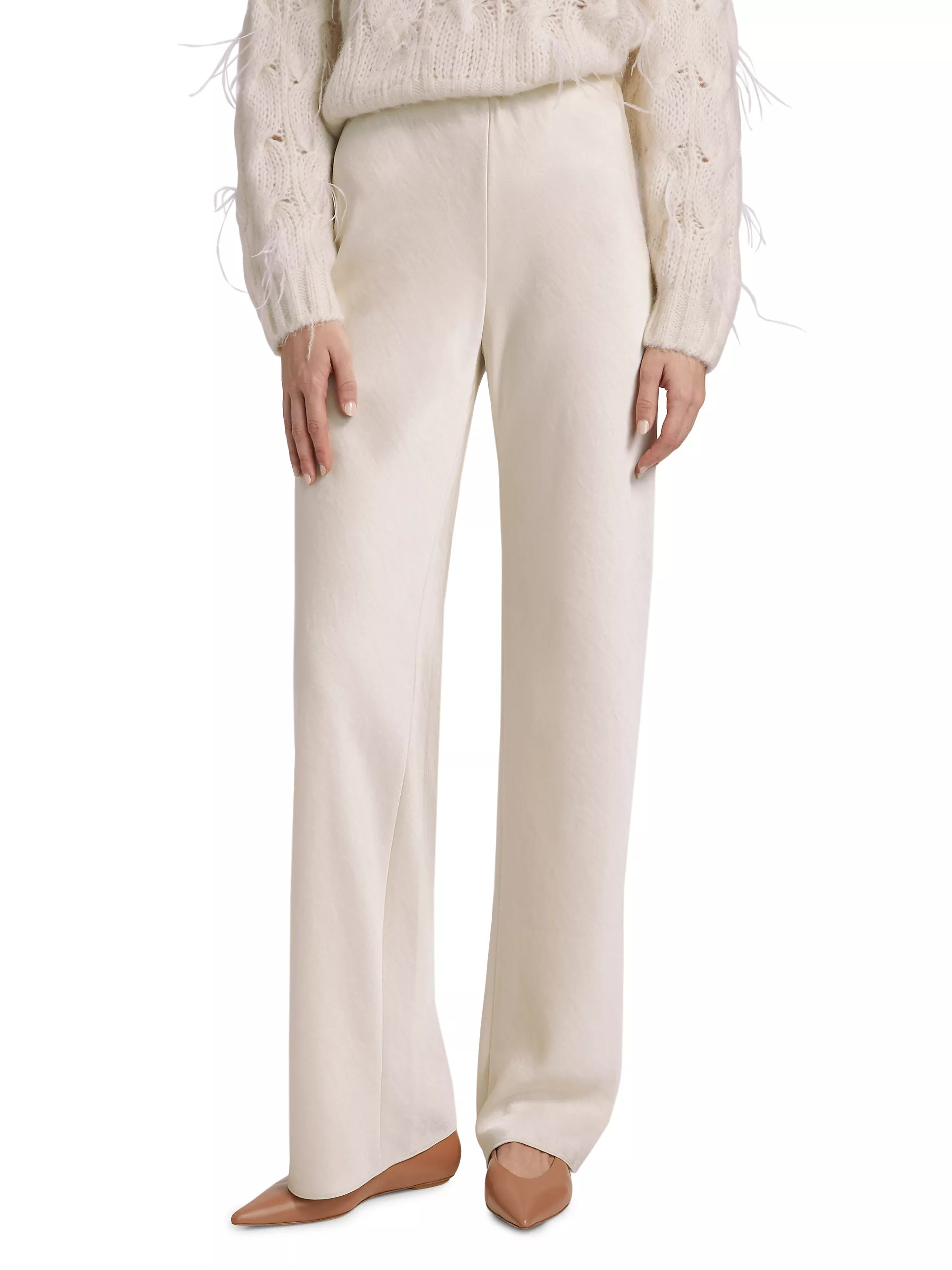 Fluid Bias-Cut Satin High-Rise Trousers | Saks Fifth Avenue