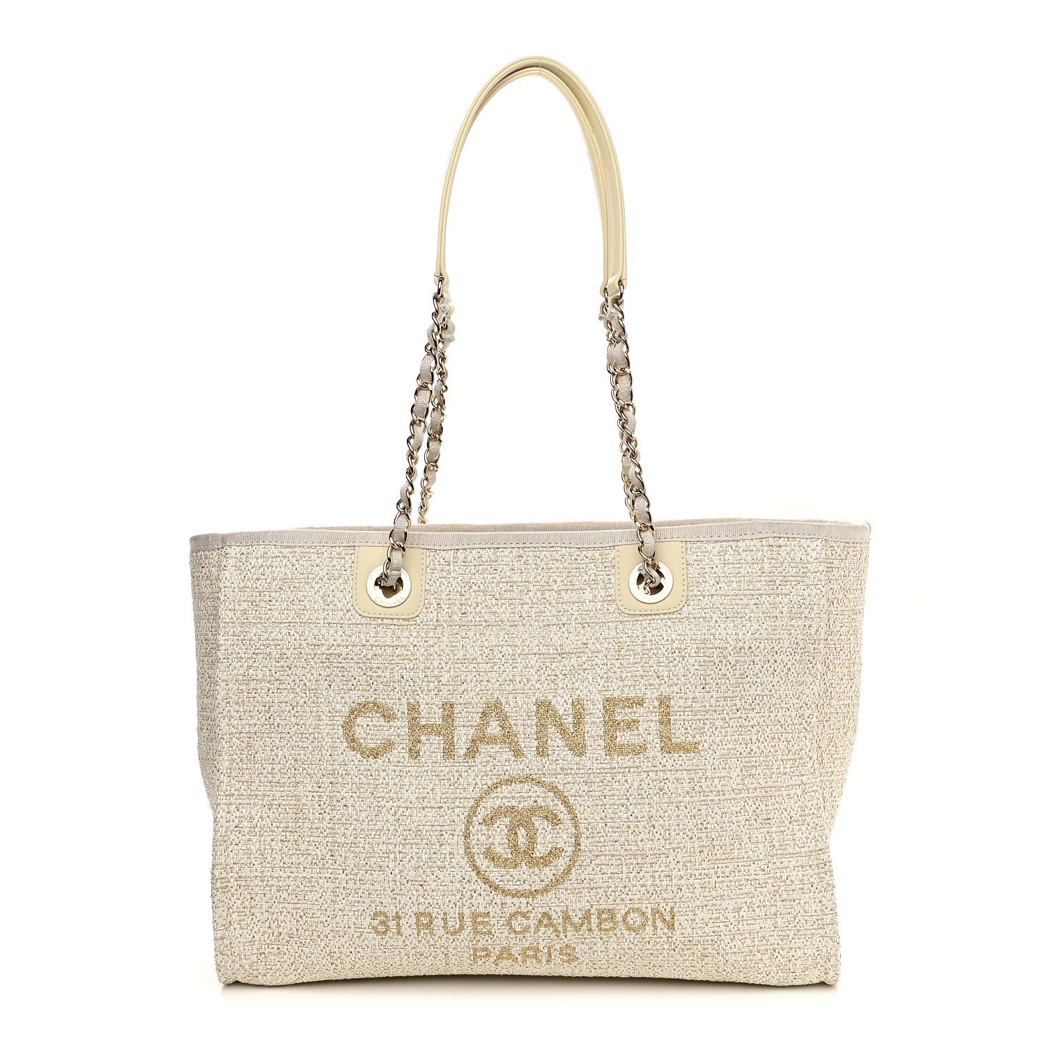 CHANEL

Lurex Boucle Small Deauville Tote Ivory | Fashionphile