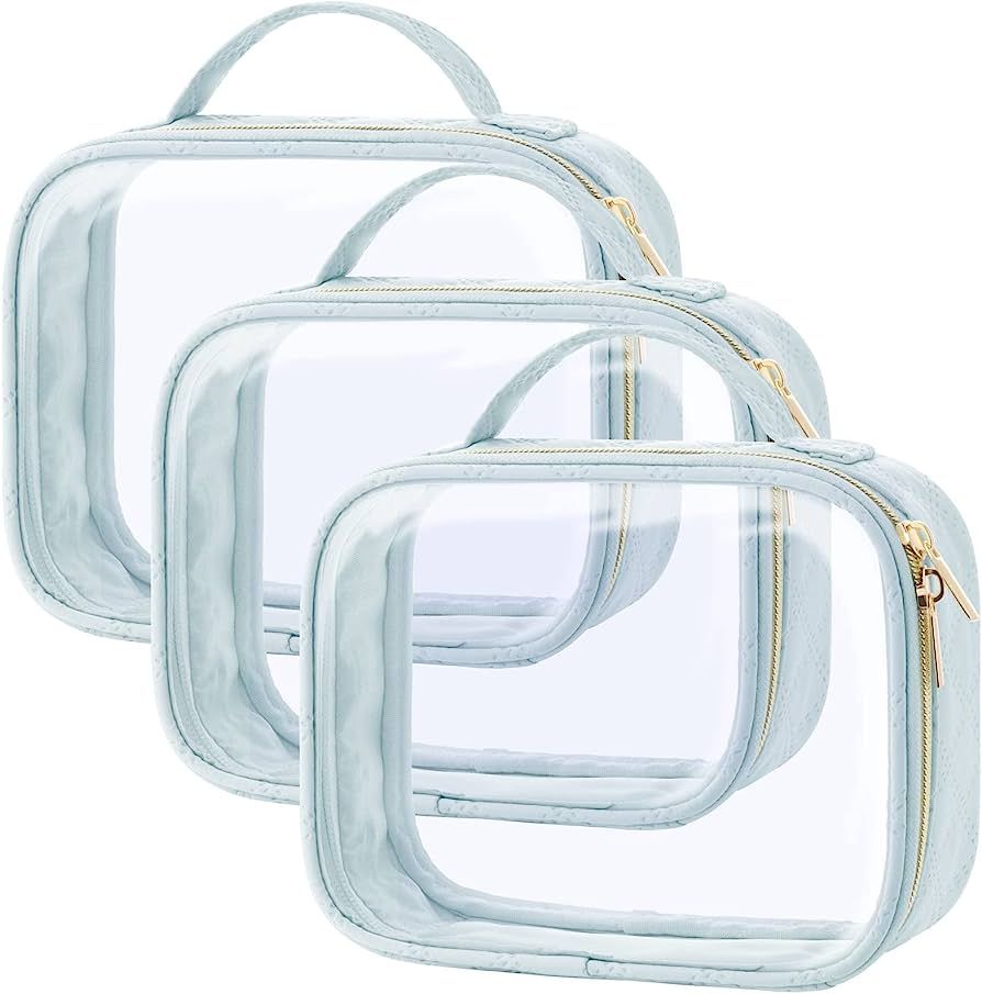 PACKISM TSA Approved Toiletry Bag, 3 Pack Clear Makeup Bags with Handle Large Opening, Clear Toil... | Amazon (US)
