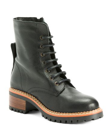Made In Spain Leather Laced Up Color Sole Boots | Marshalls