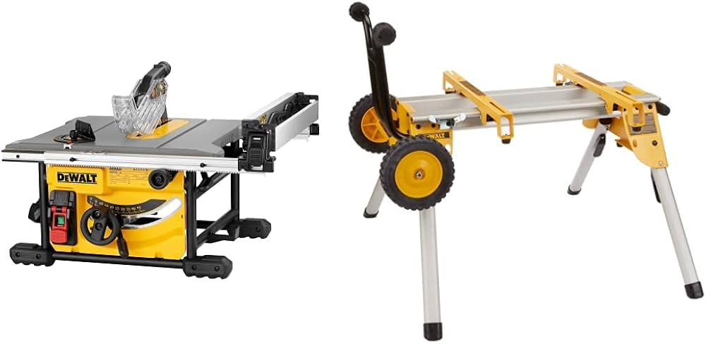 DEWALT Table Saw for Jobsite, Compact, 8-1/4-Inch with Table Saw Stand, Mobile/Rolling (DWE7485 &... | Amazon (US)