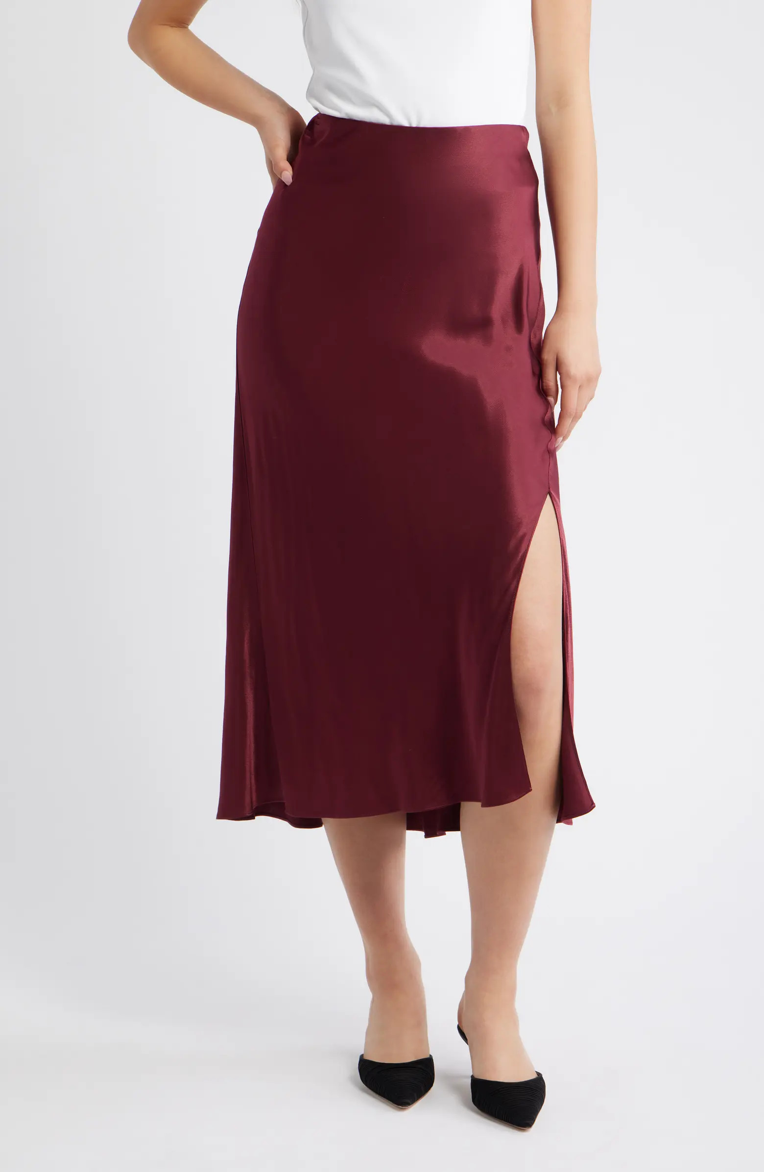 Maya Satin Midi Skirt | Nordstrom