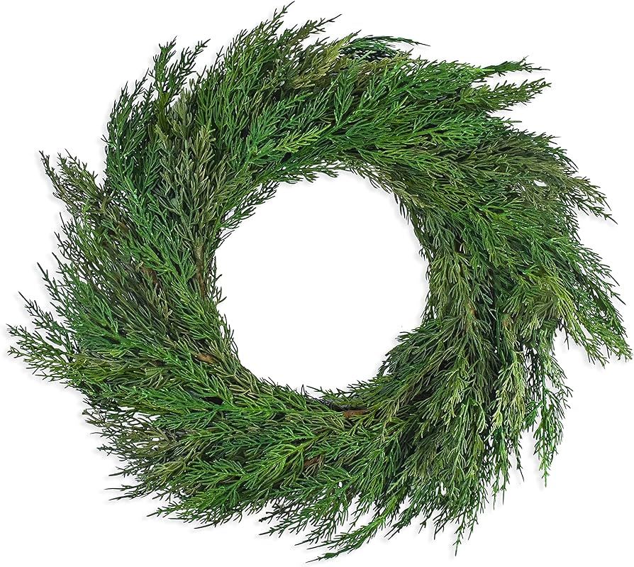 Vita Domi 24" Diameter Premium Faux Cedar Wreath - Realistic Christmas Outdoor Wreath, Indoor Hol... | Amazon (US)