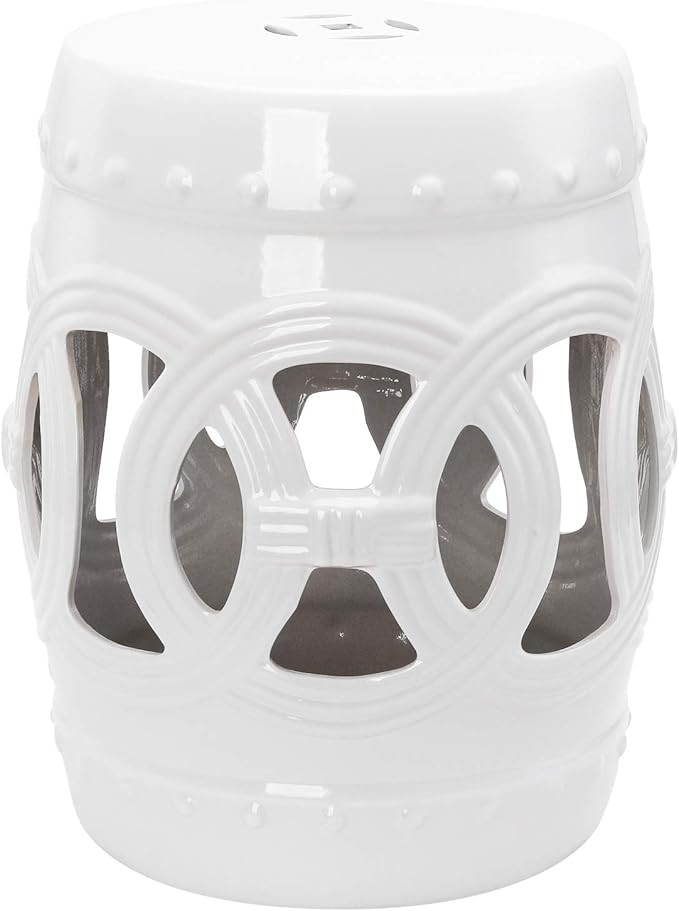 Outsunny 14" x 17" Ceramic Side Table Garden Stool with Knotted Ring Design & Glazed Strong Mater... | Amazon (US)