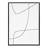 Kate and Laurel Sylvie Modern Line Abstract 3 Black and White Framed Canvas Wall Art by The Creative | Amazon (US)