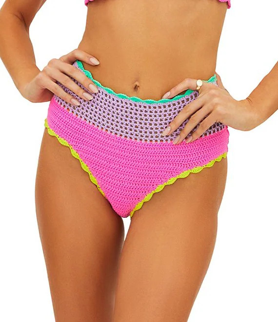 Beach Riot Wyatt Crochet Colorblock High Waisted Swim Bottom | Dillard's | Dillard's