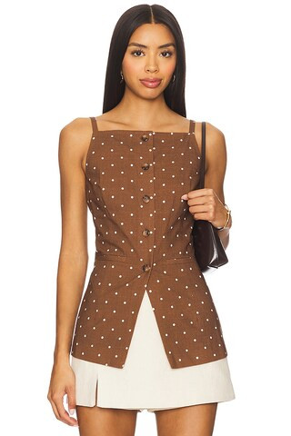 Elodie the Label Elsie Top in Brown Ivory Dot from Revolve.com | Revolve Clothing (Global)
