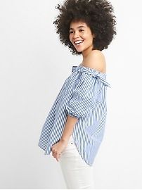 Tie Off-Shoulder Tunic Shirt in Poplin | Gap US