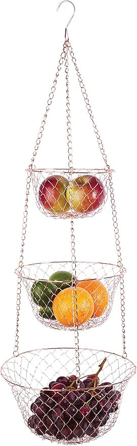 Fox Run 3-Tier Copper Kitchen Hanging Fruit Baskets, 32 Inches | Amazon (US)
