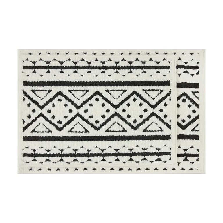 Better Homes & Gardens Boho Chic Bath Rug Set - Ivory/Black - 2 Piece Set | Walmart (US)