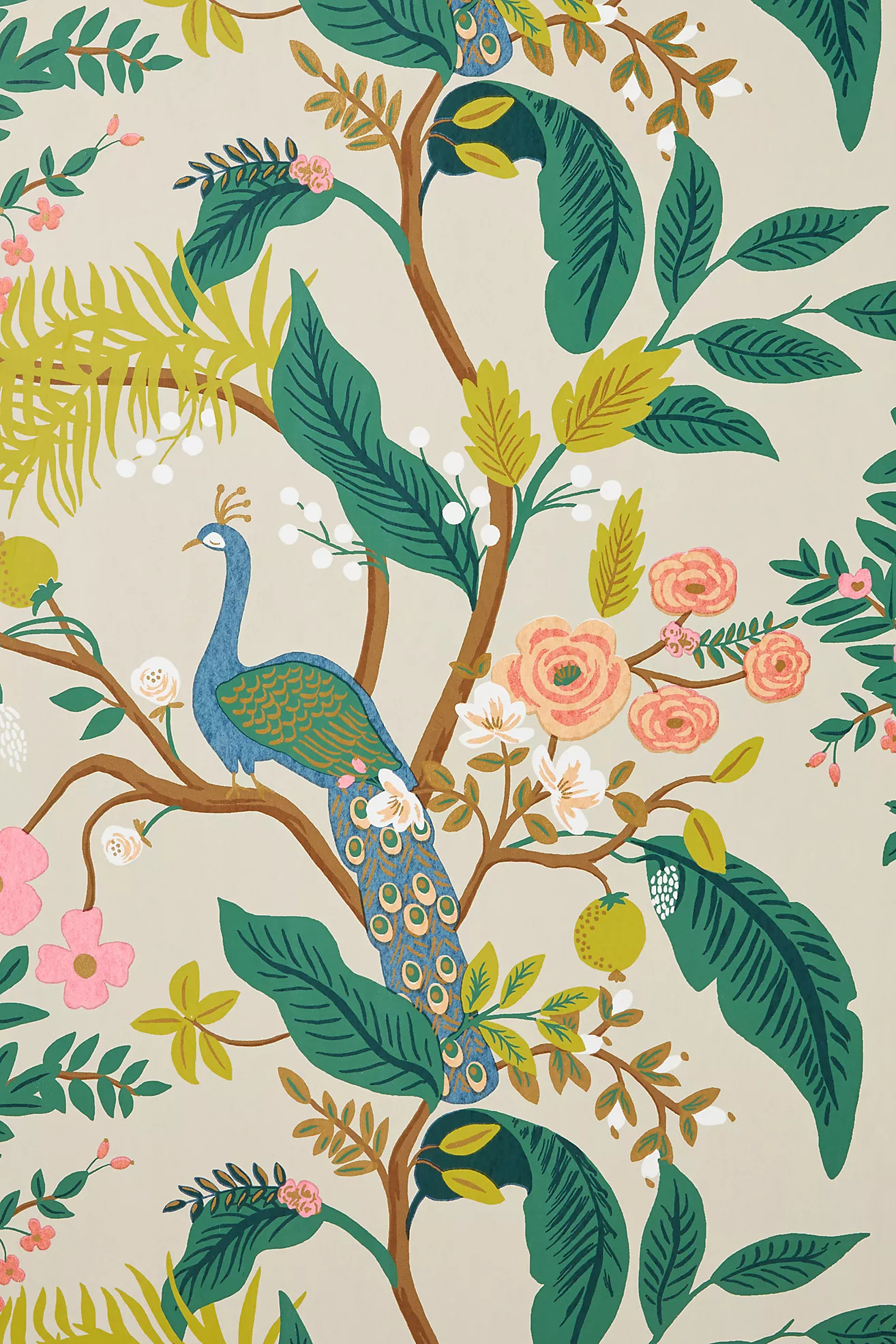 Rifle Paper Co. Peacock Black Wallpaper | Anthropologie (US)