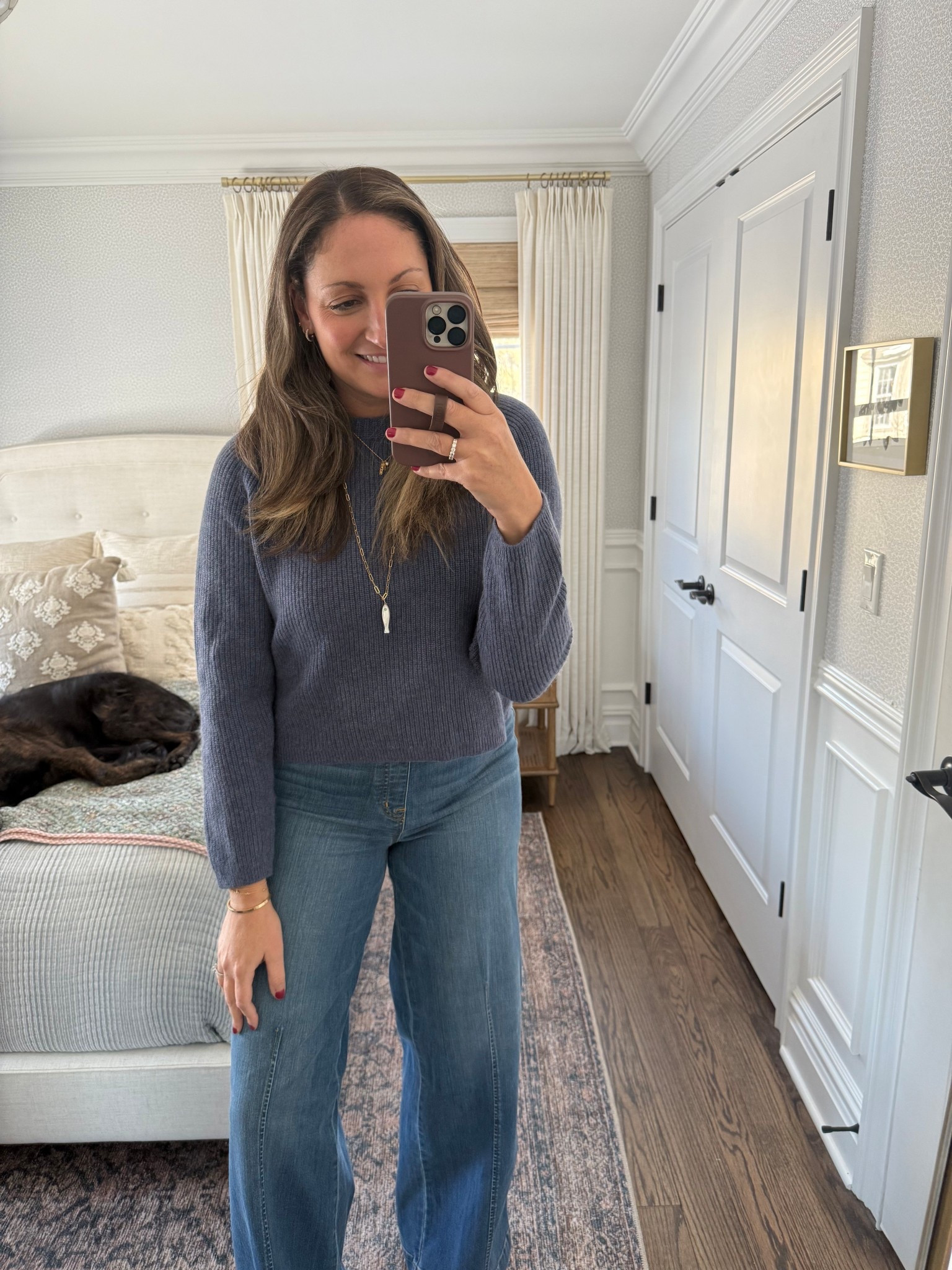 Hands down one of my favorite cashmere sweaters and it’s so affordable! Love the quality and the fit of this Quince sweater. Size up one size because it runs small (I’m wearing a large and am usually a medium). Paired with my favorite pull-on wide leg jeans from Spanx, Quince loafers and some really fun jewelry!! 

#LTKootd #LTKSeasonal #LTKmomlife