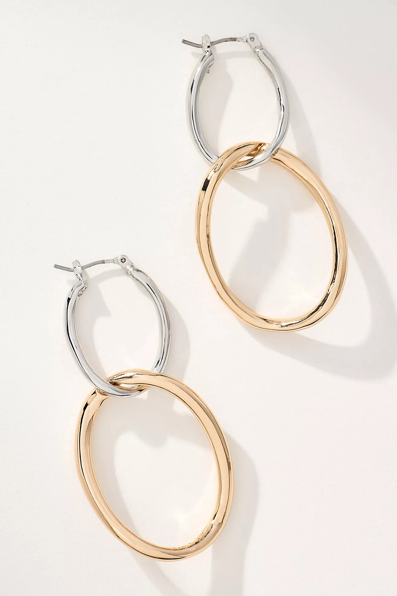 Mixed Metal Double Hoop Drop Earrings | Anthropologie (US)