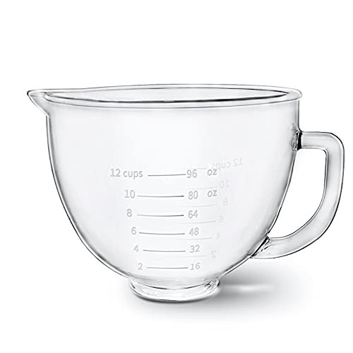 Glass Mixer Bowl For Kitchenaid Tilt-Head Stand Mixers 4.5-5 Quart, 5 qt Mixing Bowl Replacement For Kitchen aid With Measurement Markings,Handle | Amazon (US)