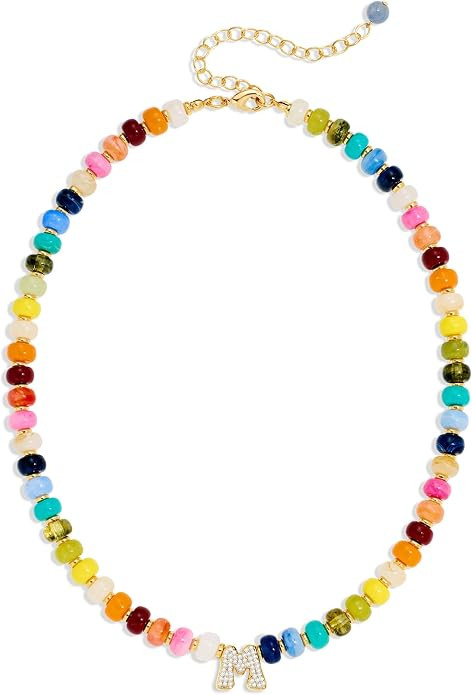 Colorful Beaded Initial Necklace for Women - Colorful Letter A-Z Necklaces, 14K Gold Plated Zirco... | Amazon (US)