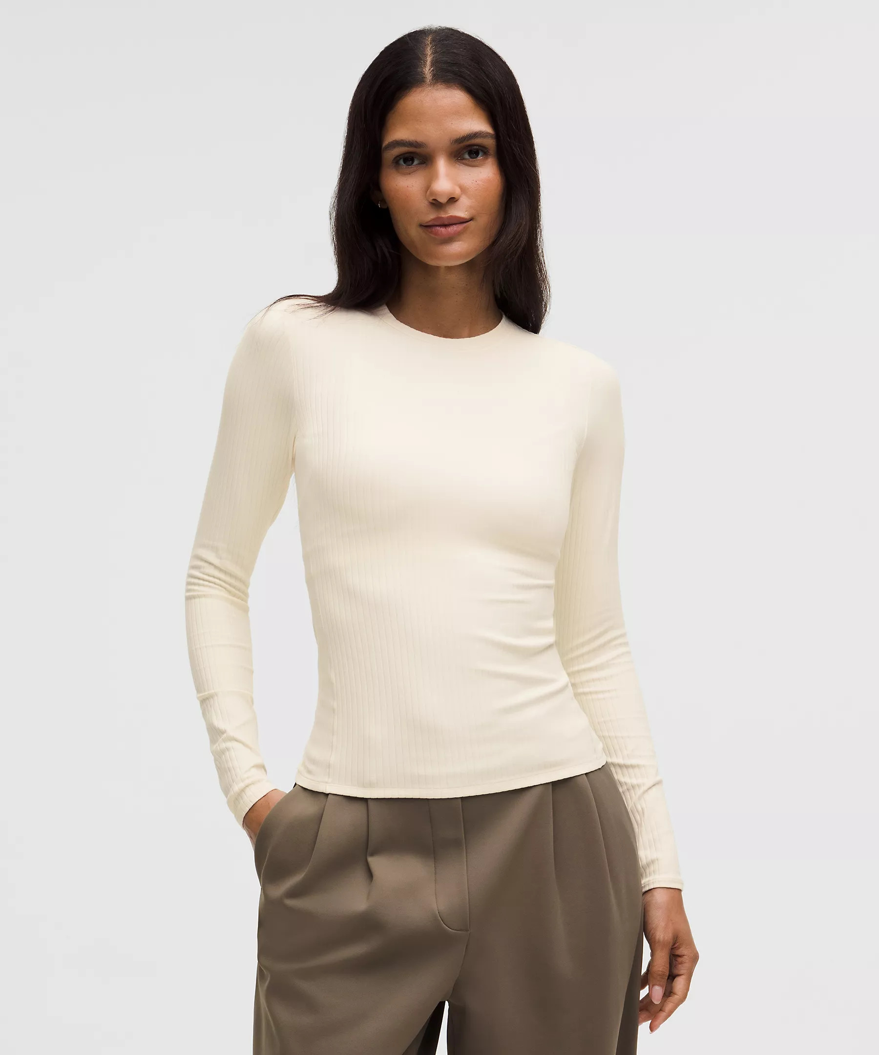 Wundermost Ultra-Soft Ribbed Nulu Crewneck Long-Sleeve Shirt | Lululemon (US)