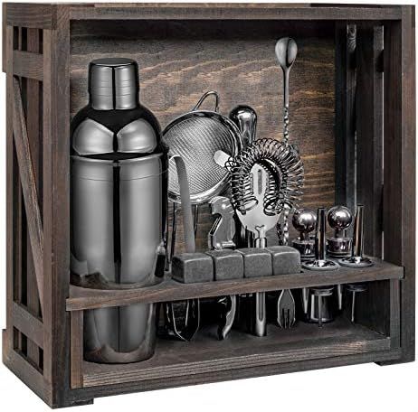 18 Piece Cocktail Shaker Set with Rustic Pine Stand,Gifts for Men Dad Grandpa,Stainless Steel Bar... | Amazon (US)