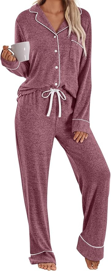 LILLUSORY Womens Pajamas Sets Long Sleeve Lounge Warm Sleepwear 2 pieces Fall Clothes With Pocket... | Amazon (US)