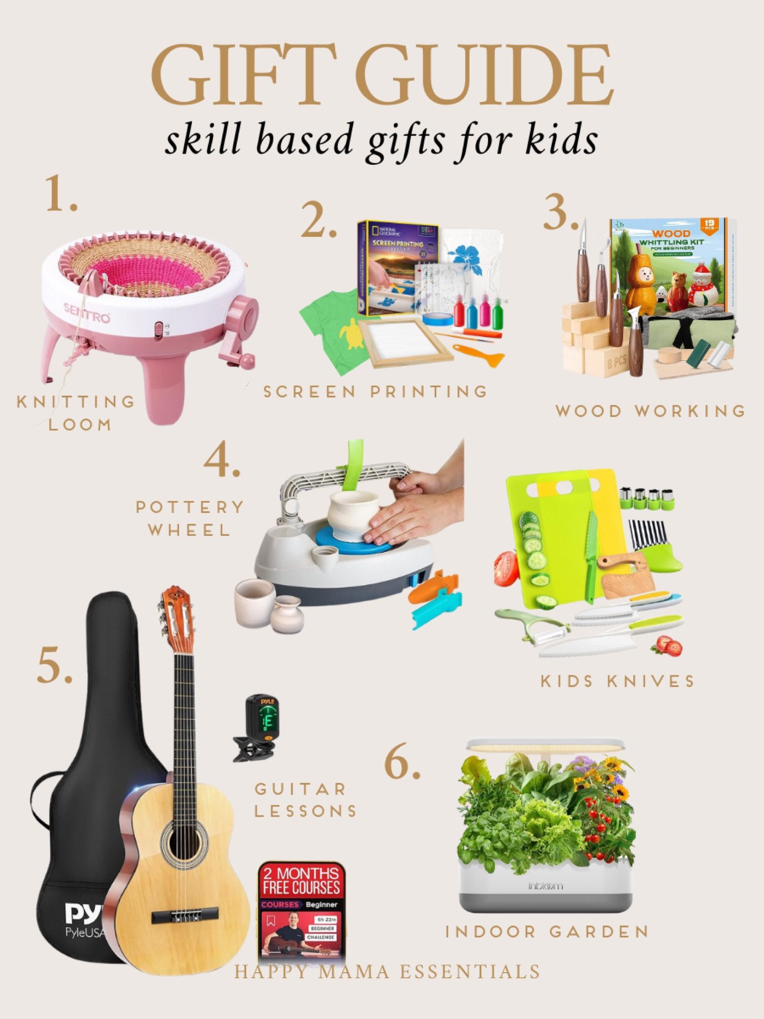 Skills based gifts for kids + teens. This year I’ve been on the hunt for gifts that will teach our girls something or allow them to create & learn! Here’s a few faves, we grabbed the knitting loom, screen printing, guitar and have the kids knives from last year!

#LTKGiftGuide #LTKkids #LTKCyberWeek