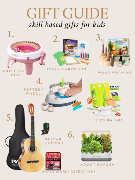 Skills based gifts for kids + teens. This year I’ve been on the hunt for gifts that will teach our girls something or allow them to create & learn! Here’s a few faves, we grabbed the knitting loom, screen printing, guitar and have the kids knives from last year!

#LTKGiftGuide #LTKkids #LTKCyberWeek