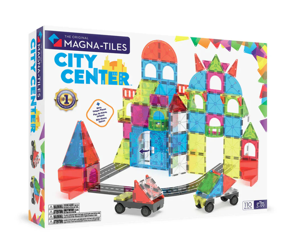Magna-Tiles City Center 110 Pc Magnetic Building Set | Safari LTD